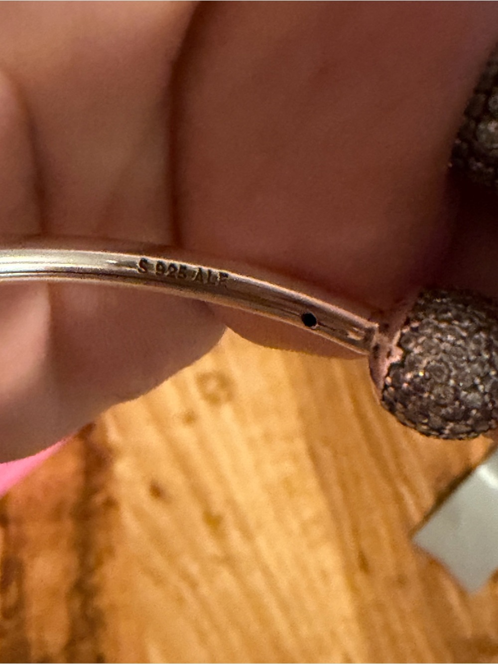 Pandora Silver Open Bangle with Pavé End Caps - Silver - Picture 6 of 6